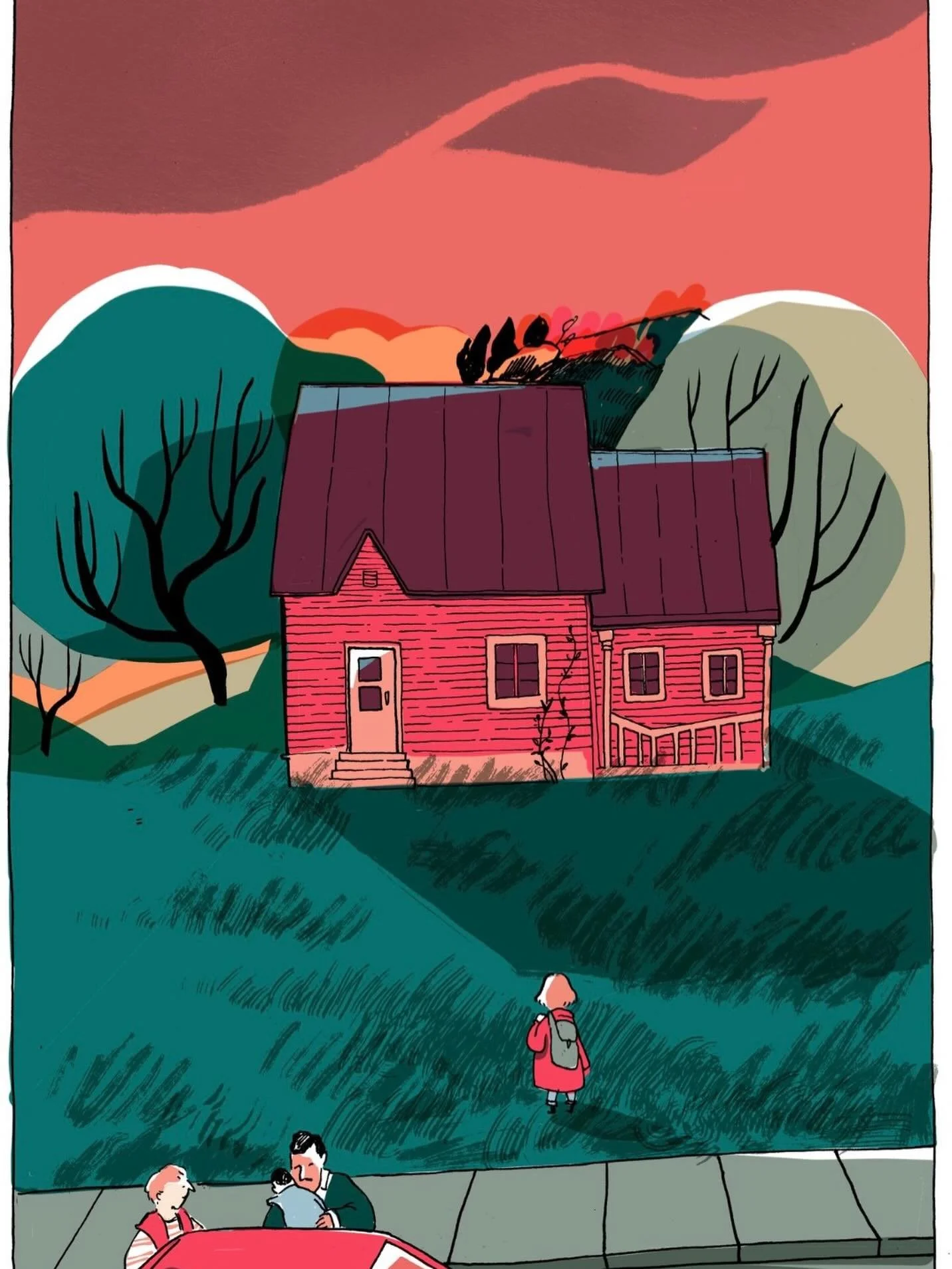 Se va agotando el oto&ntilde;o y yo recordando los rojos de mi proyecto de novela gr&aacute;fica que hice con @escuelaminuscula hace varios a&ntilde;os&hellip; las Ventanas de Vermont ❤️🙌

#comic #graphicnovel #illustration