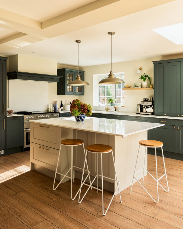 A classic green British Kitchen