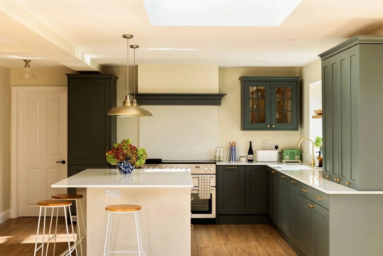 Gorgeous green and grey shaker kitchen in Merrow
