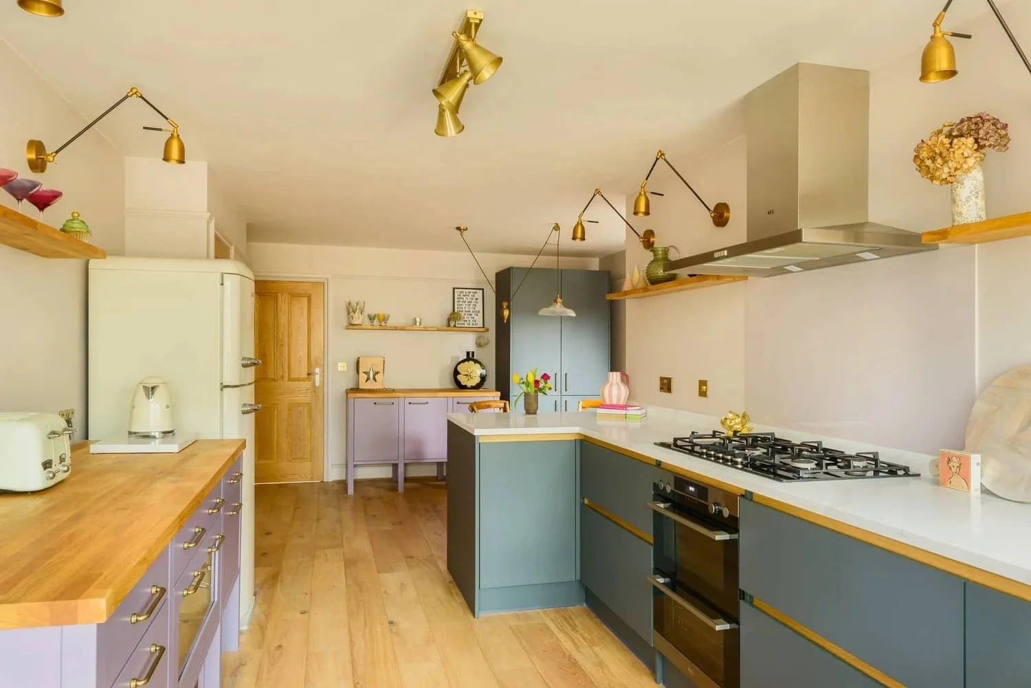 Michelle's striking lilac and green kitchen in Horsham