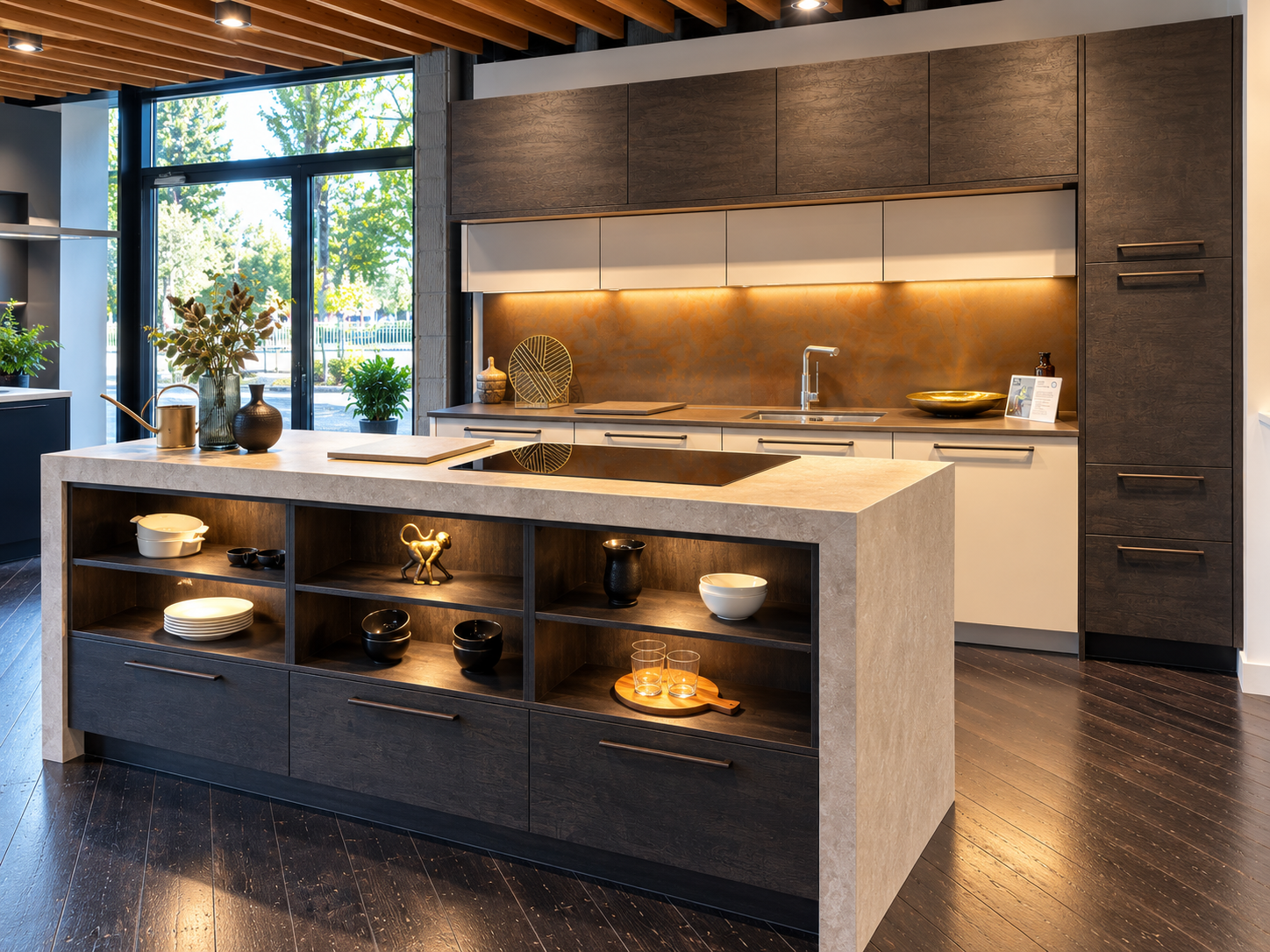 Ex Display Nolte Kuechen Artwood Flamed Scarf Oak Sahara Kitchen & Island RRP (£22,000) Sale £7,900