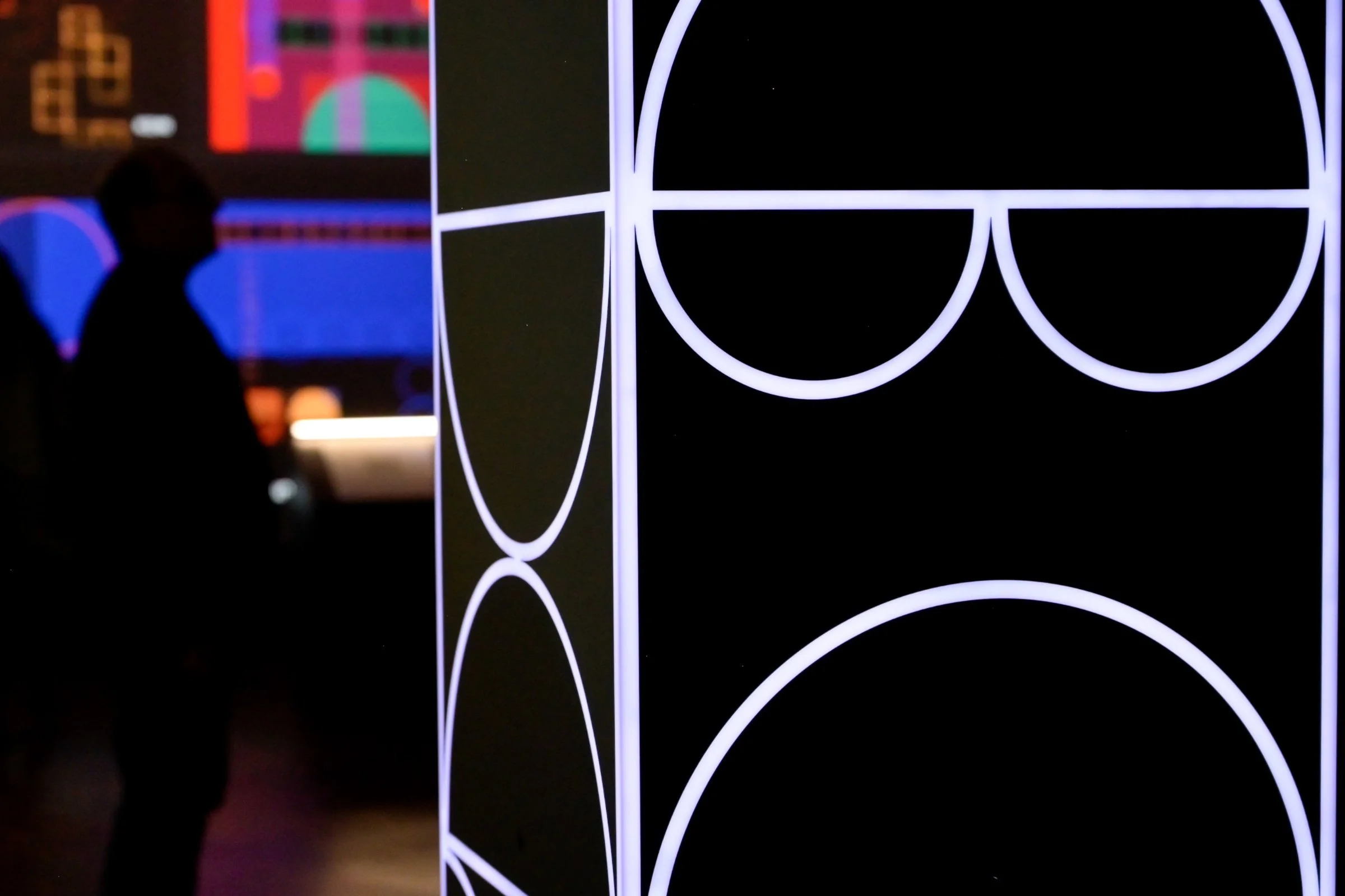 Close-up detail of shemza.digital #6, showing the recycled Greencast construction and geometric illuminated forms.