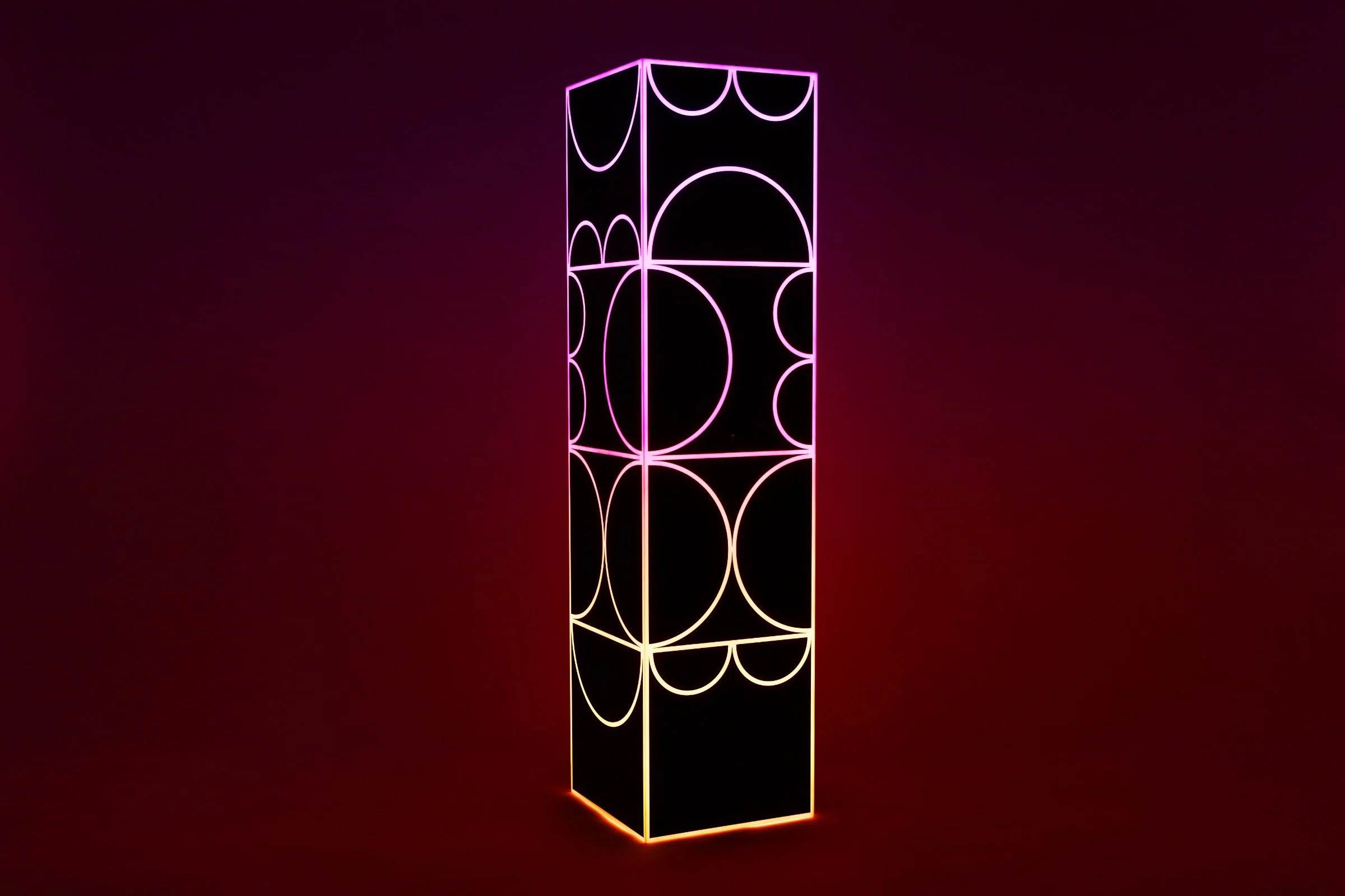 image of shemza.digital #6, an interactive geometric light sculpture inspired by Anwar Jalal Shemza's City Walls series.