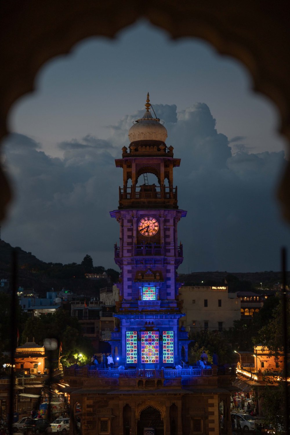 Site-specific ultraviolet light installation by Aphra Shemza featuring fluorescent geometric forms inspired by local architecture and the work of Anwar Jalal Shemza.