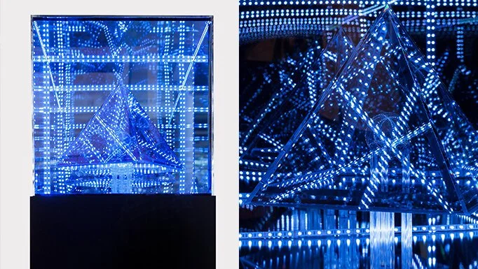 Interactive Electronic Light Art Using Ultrasound and Visitor Distance To Produce Effects