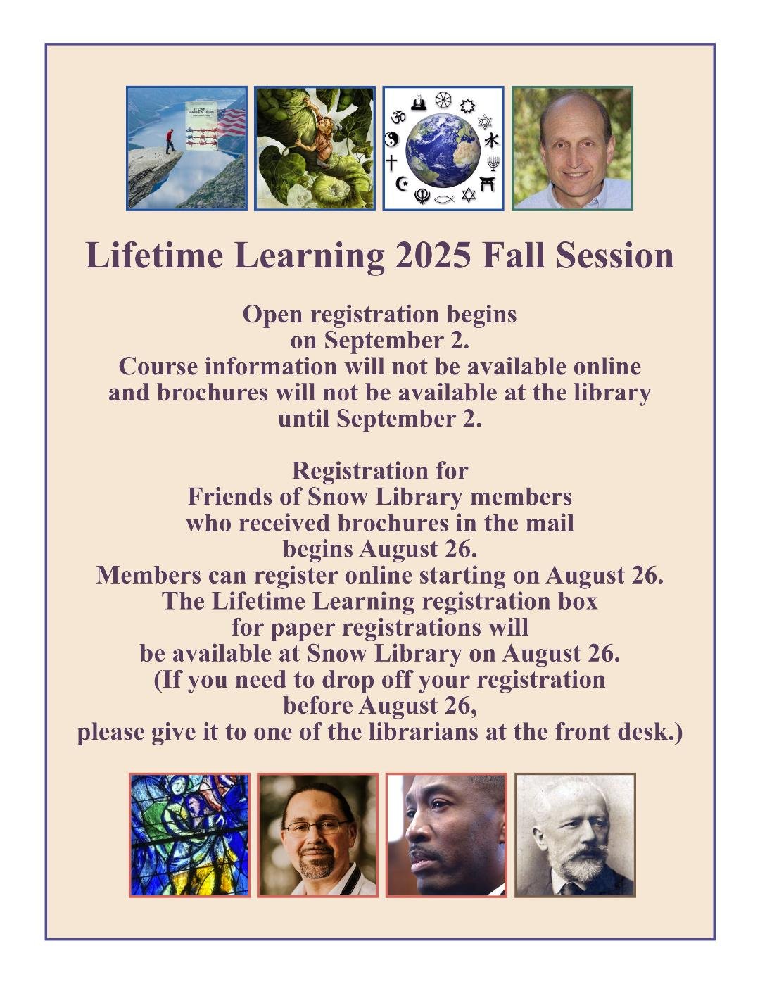 Lifetime Learning begins Sept. 30