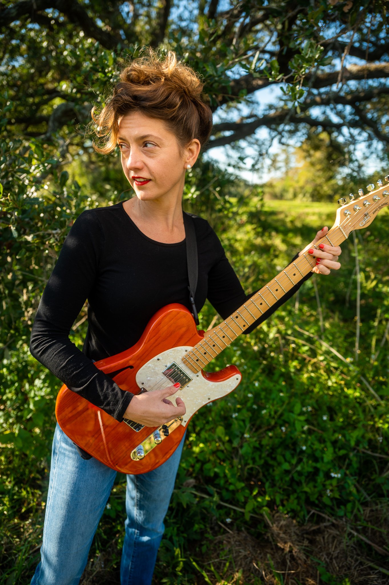 Woman With Telecaster Under Tree