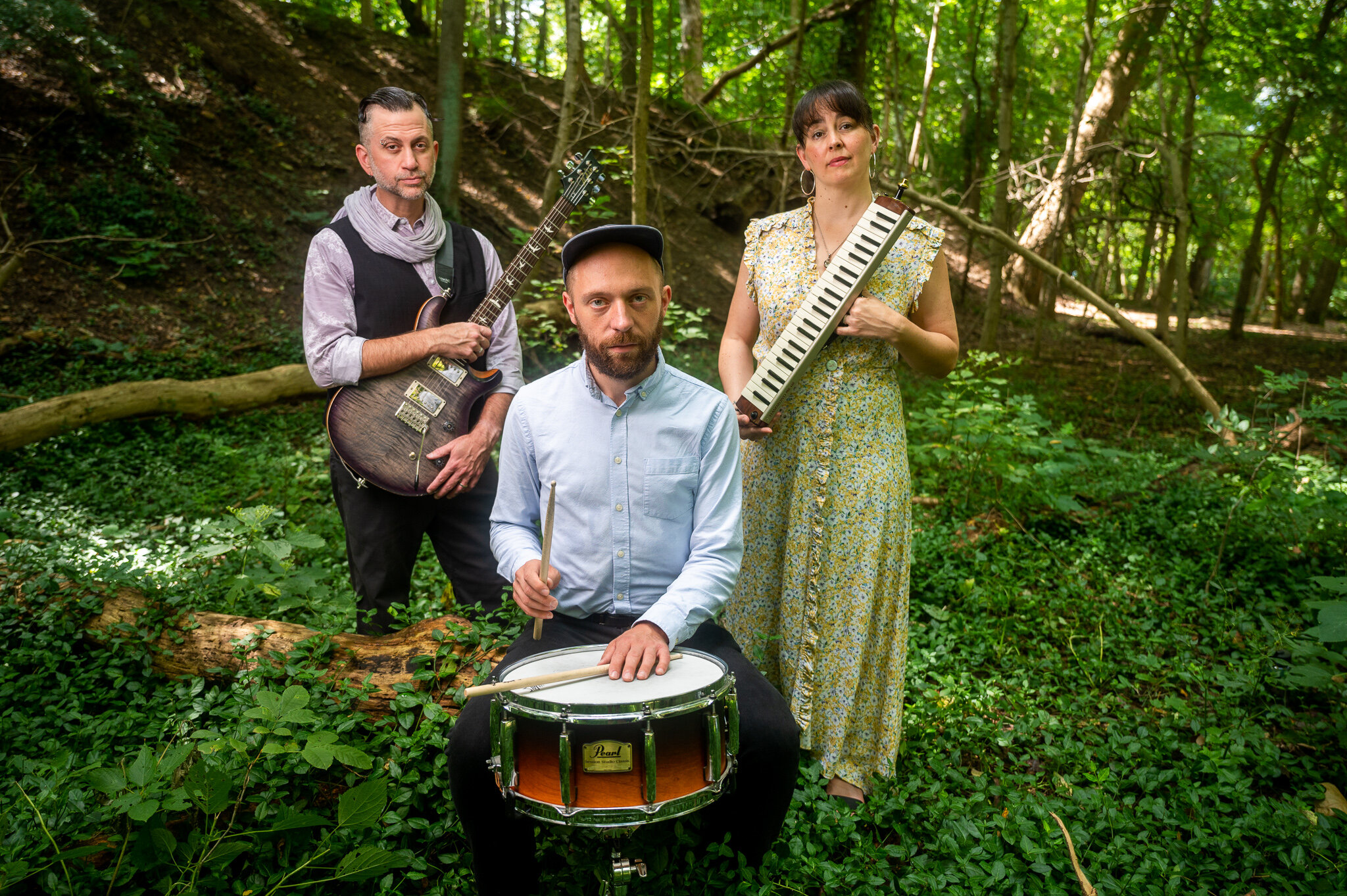 Three Piece Band In Forest