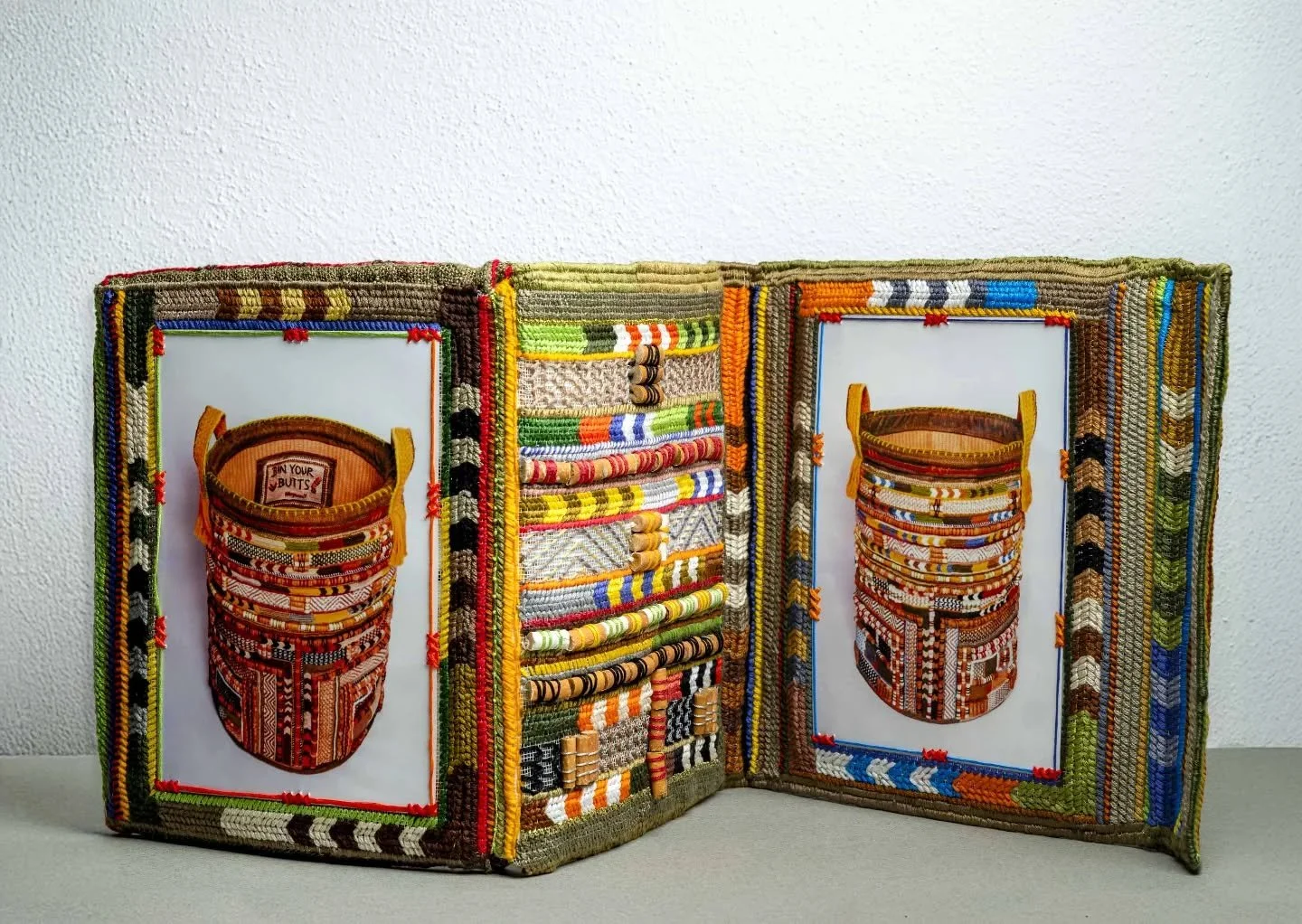 // Issue 65 - Memorabilia //
Artist: Nathalie Leung Shing
@Natflixly
https://natflixly.com/
Description: This handstitched album holds more than photographs; it carries the weight of memory and the residue of neglect. On Mont Choisy Beach in Mauriti
