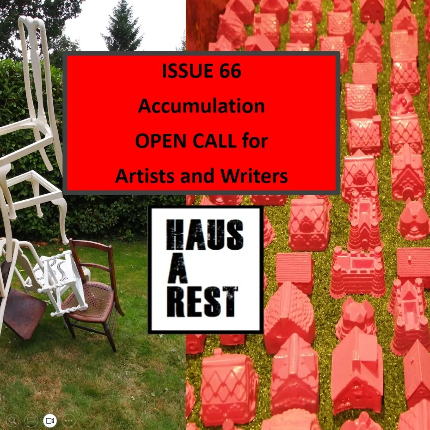 // OPEN CALL - FOR ARTISTS AND WRITERS //
HAUS-A-REST is now accepting submissions for our next issue of the online zine and our Instagram gallery. We welcome work in any form—visual art, photography, digital media, collage, painting, sound pi