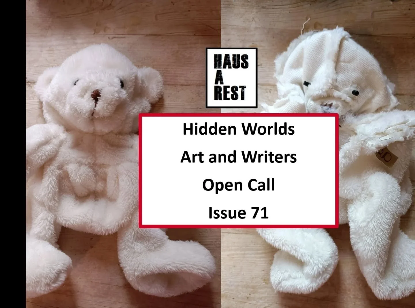 // OPEN CALL FOR ARTISTS AND WRITERS //

Art and written open call submissions on the theme of HIDDEN WORLDS for Issue 71 of Haus-a-rest.

Haus-a-rest Zine &mdash; www.haus-a-rest.com

Deadline 1st May 2026

OPEN CALL FOR ARTISTS - Theme: Hidden Worl