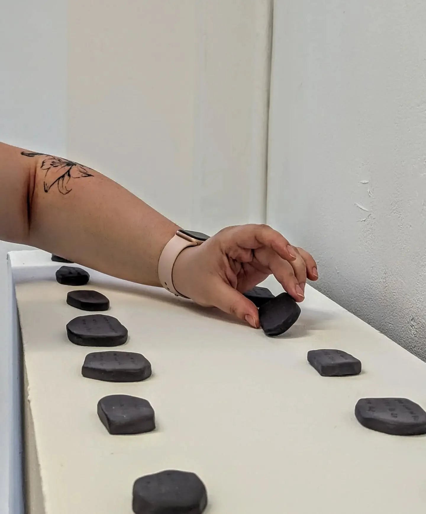 // Issue 75 - Clay Every which Way //

Artist: Mel Graham

@mel.graham.art

&ldquo;An Hour&rdquo; is an interactive installation comprising 120 individually hand-sculpted black porcelain tablets, each imprinted with phrases associated with coercive, 