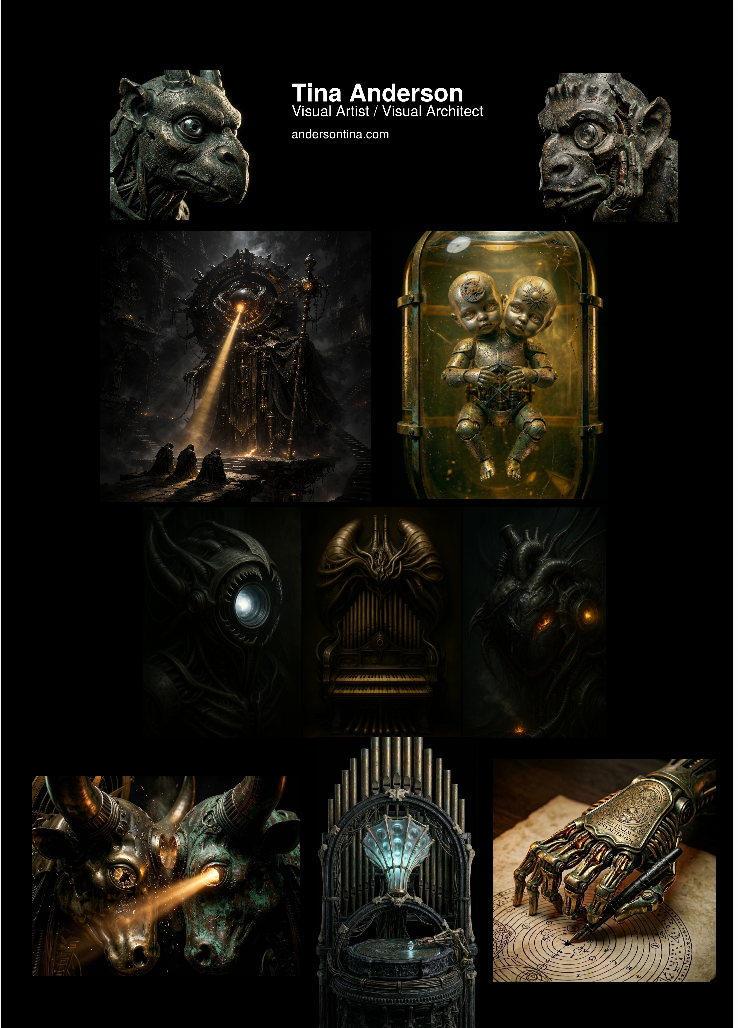 several metal high res metalic images of gothic creatures