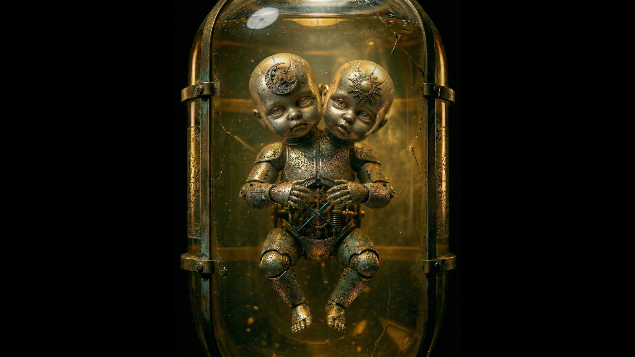 mechanical conjoined twins in gold metal