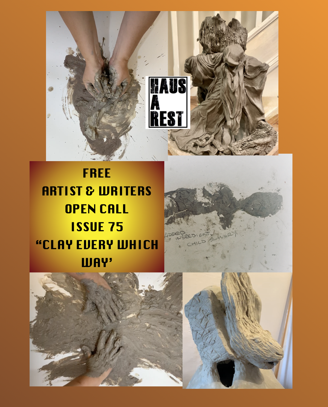 clay, pottery, hands, art open call for clay
