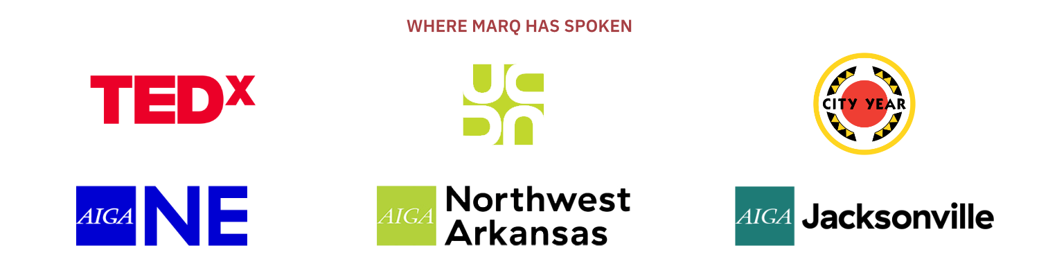 [Image Description: A collection of logos from TEDx, AIGA, UCDA, and City Year.]