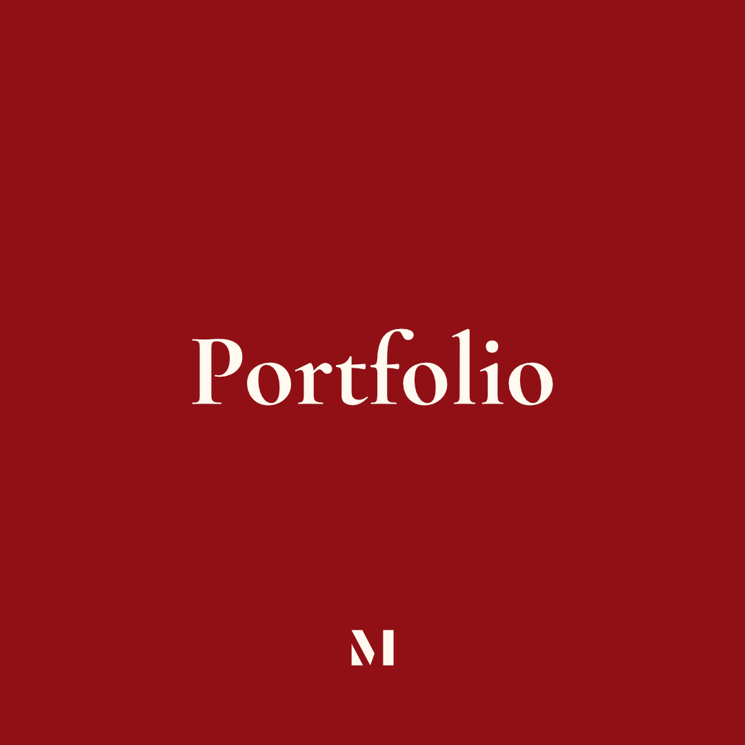 [Image Description: A square burgundy graphic with  "Portfolio" written in ivory.]