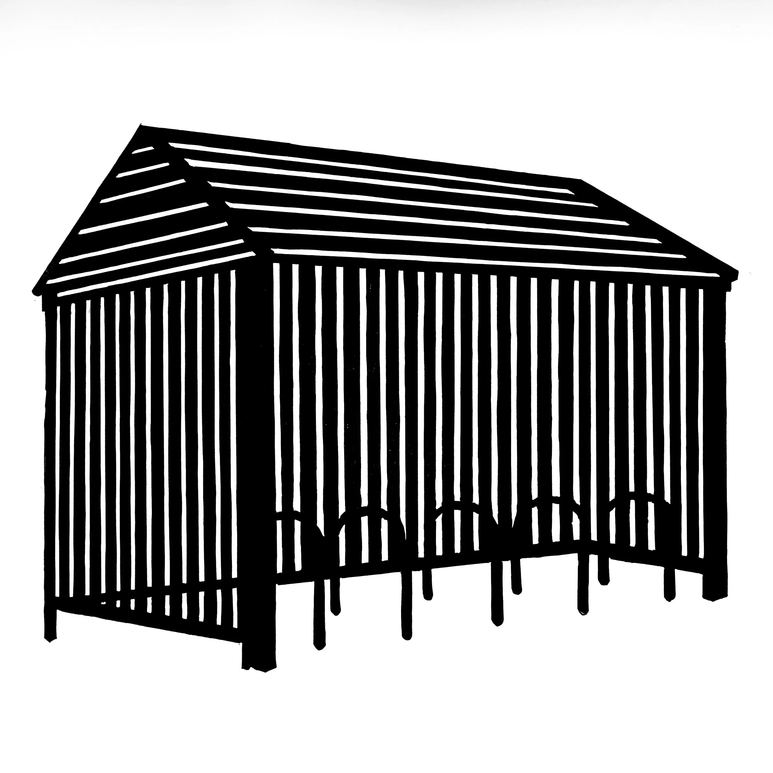 Shelter. Linoprint. 56 x 64cm. Edition of 15. £200 unframed. 
Exhibited at Royal Academy Summer Exhibition 2026