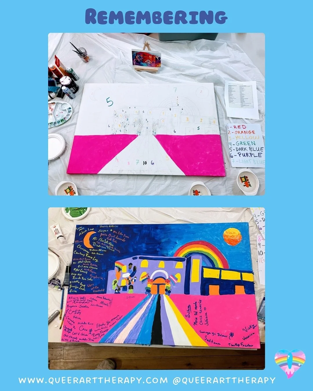 Remembering trans, nonbinary, 2spirit, gender nonconforming, gender expansive + community members who are no longer with us, and affirming those who are thriving. 🌹 

This very special paint-by-numbers art piece was created by community members @the