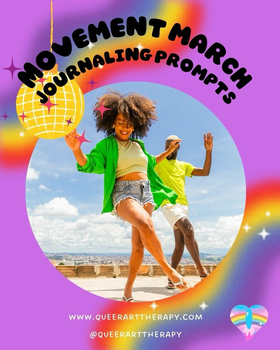 This month, I invite you to move! 

Remember than moving can be simple: even just breathing itself is movement. 

Every body is different, and you can explore movement in a way that feels good to you. Here are some prompts for movement-based activiti