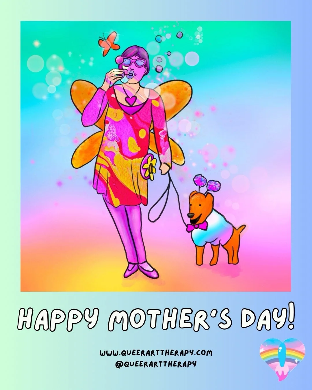 This is a drawing of my mom from my children&rsquo;s picture book, Pink &amp; Blue. 

I feel so grateful to have a mom who is supportive of the 2SLGBTQIA+ community, and who brings art and magic into my life!

Mother&rsquo;s Day can be an emotional t