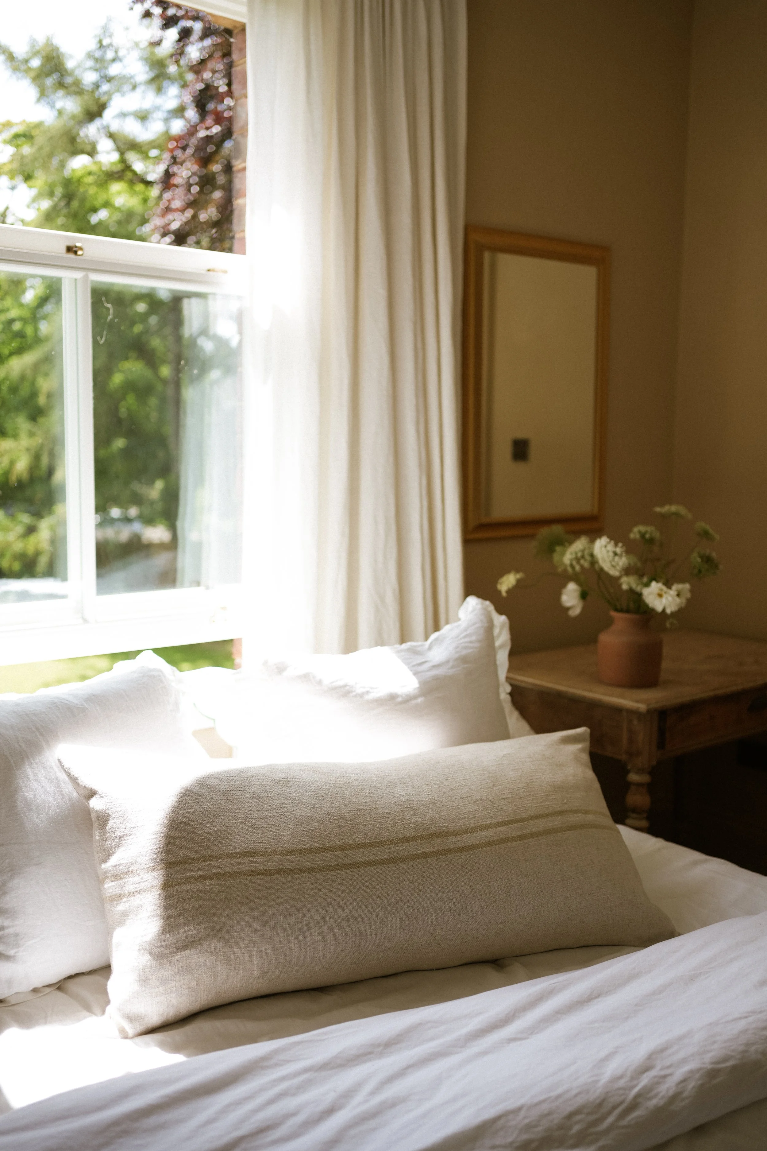 The Carbis Bay Cushion - Double Stripe | Antique Cream