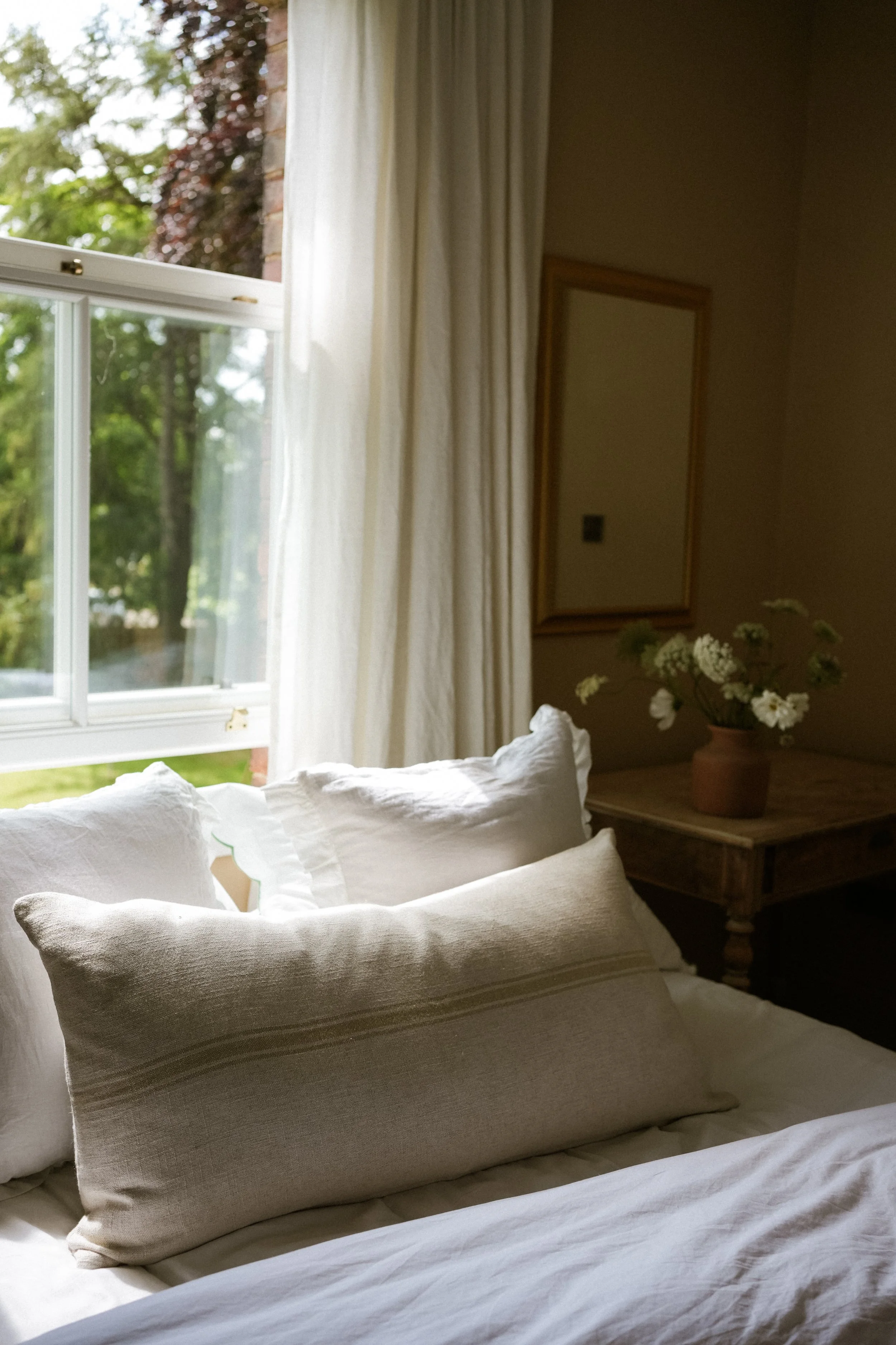 The Carbis Bay Cushion - Triple Stripe | Antique Cream