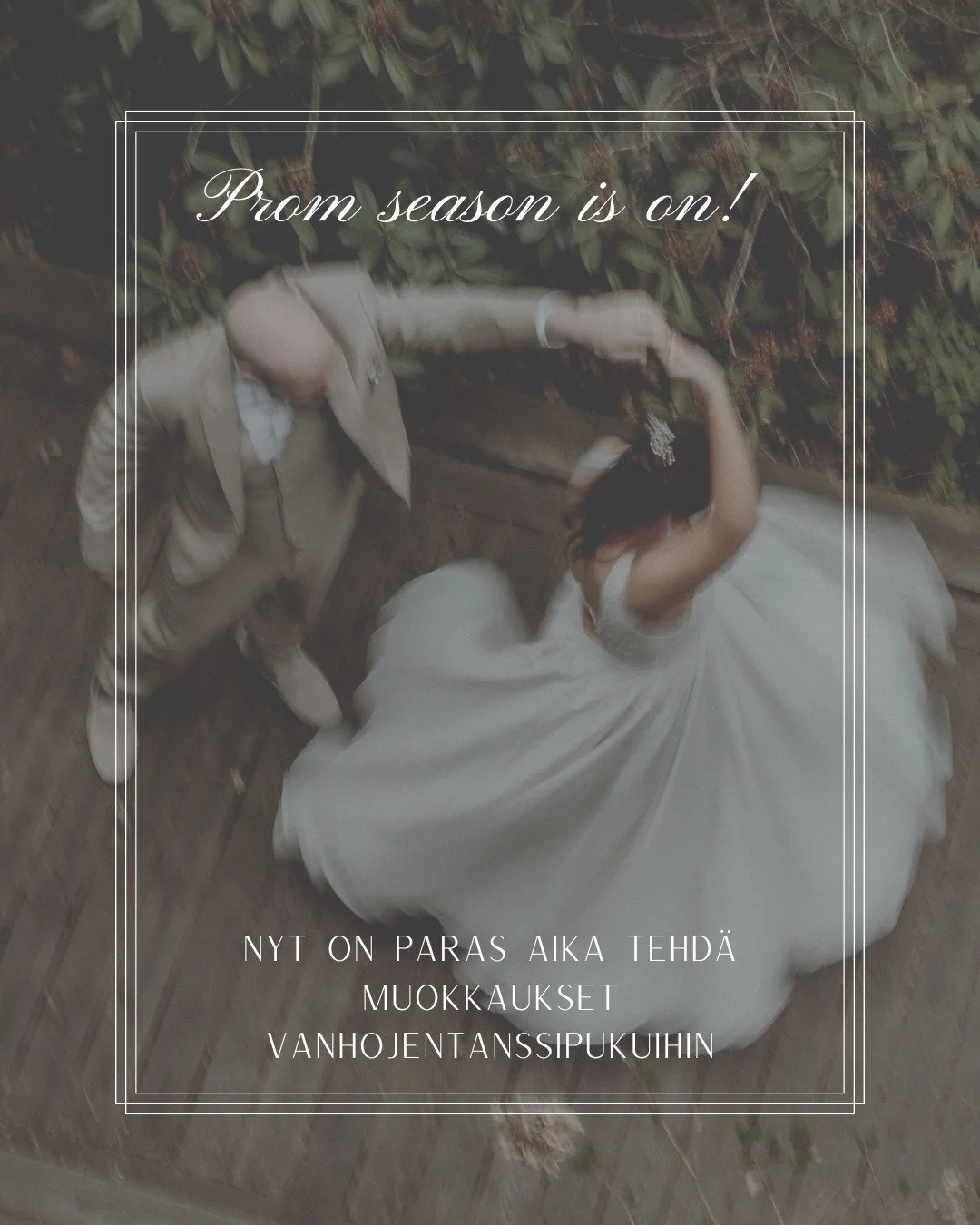 Nyt on hyv&auml; hetki tehd&auml; tarvittavat muutokset vanhojentanssipukuun! ✨
Marraskuun kalenteri on jo t&auml;ynn&auml;, mutta viel&auml; t&auml;m&auml;n vuoden puolella ehdin ottaa muutamia muokkaust&ouml;it&auml; vastaan. 💫

Laita viesti&auml;