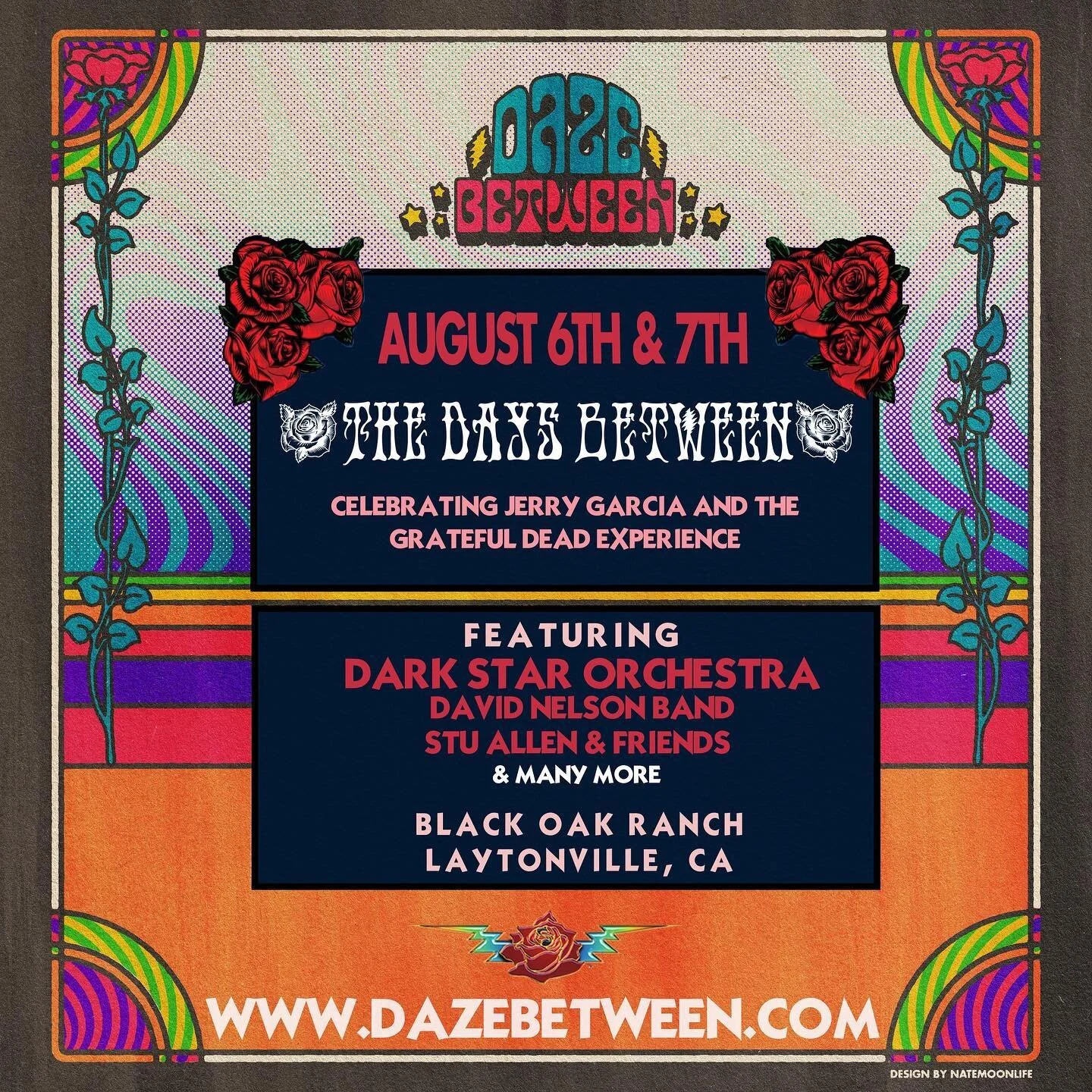 [JOINING DAZE BETWEEN!] August 6th &amp; 7th - @daysbetweenfest is an intimate, family friendly music festival, located at the beautiful Black Oak Ranch in Northern California. Celebrating the @gratefuldead experience all weekend long -- featuring two nights of @darkstarorchestra, @davidnelsonband, Stu Allen &amp; Friends, and many more! 
Festival tickets and more info can be found at www.dazebetween.com
⚡️⚡️⚡️