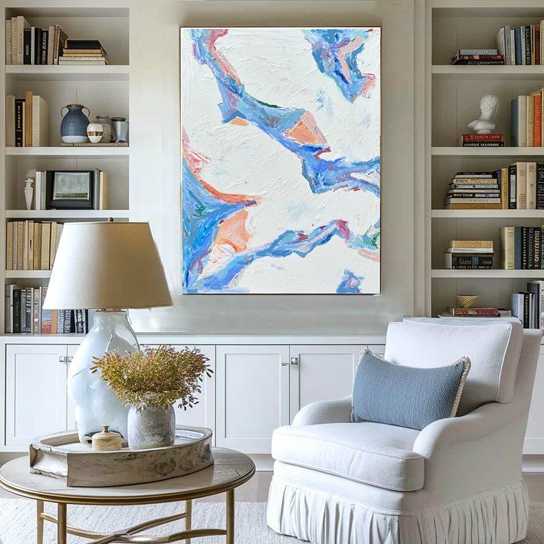 One painting - two ways! The beauty of a rectangular abstract piece is that it can hang either way!! 
.
This Joyful Radiance is available and will be at my pop up TODAY in Dallas! DM for address! 2-6 in University Park!
.
#artwork #interiordesign #in