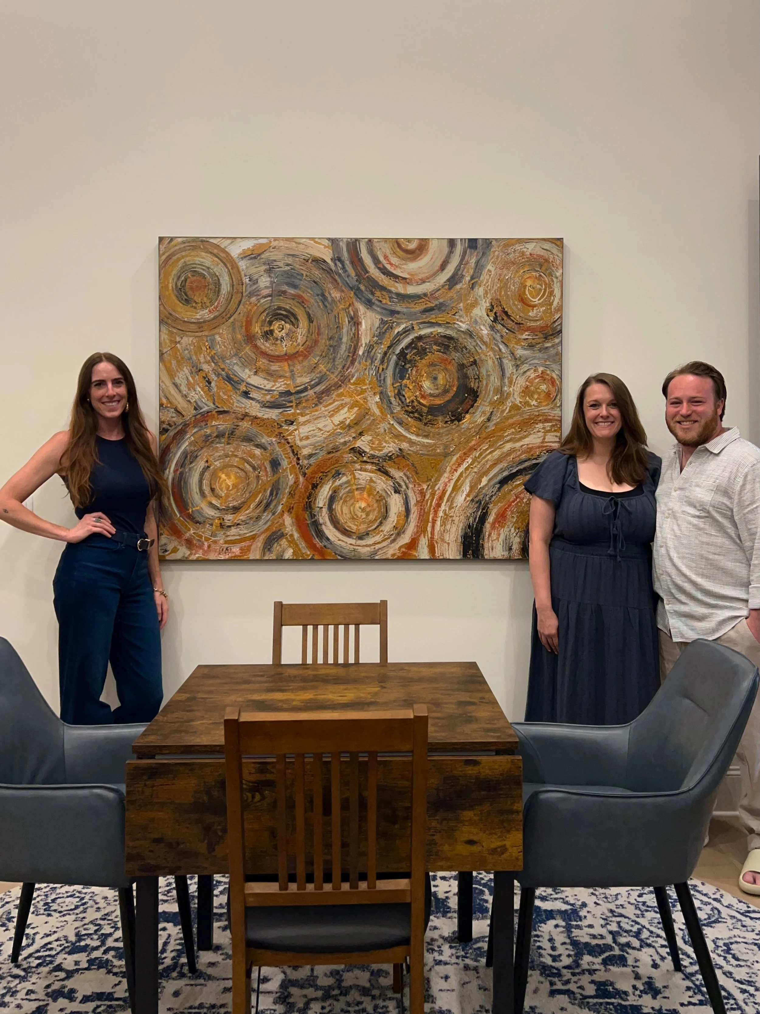 Made an extra special delivery - a commission 48x60 Life to the Full painting for this amazing entertainment room! My dear friends had a blank wall that needed to be filled so we coordinated on size, color palette, and composition. As an artist I alw