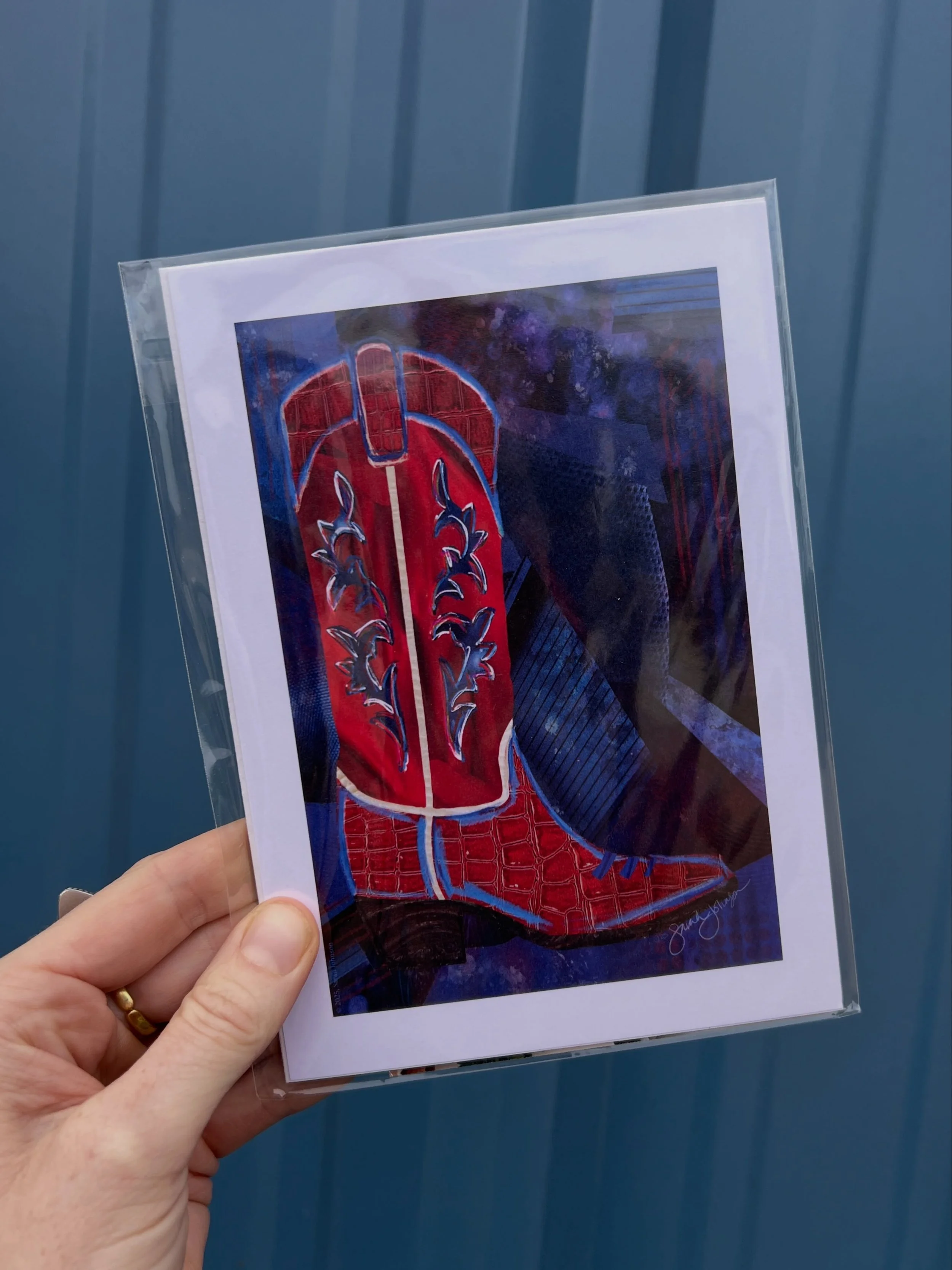 College fans! I&rsquo;ve got Step Into Boots for YOU!! Available in 5x7, 8x10, &amp; 11x14 sizes - perfect stocking stuffers, grad gifts, and just because! 

Order online or come to @roundtopmakersmarket at @bluehillsatroundtop 

#gameday #collegecol