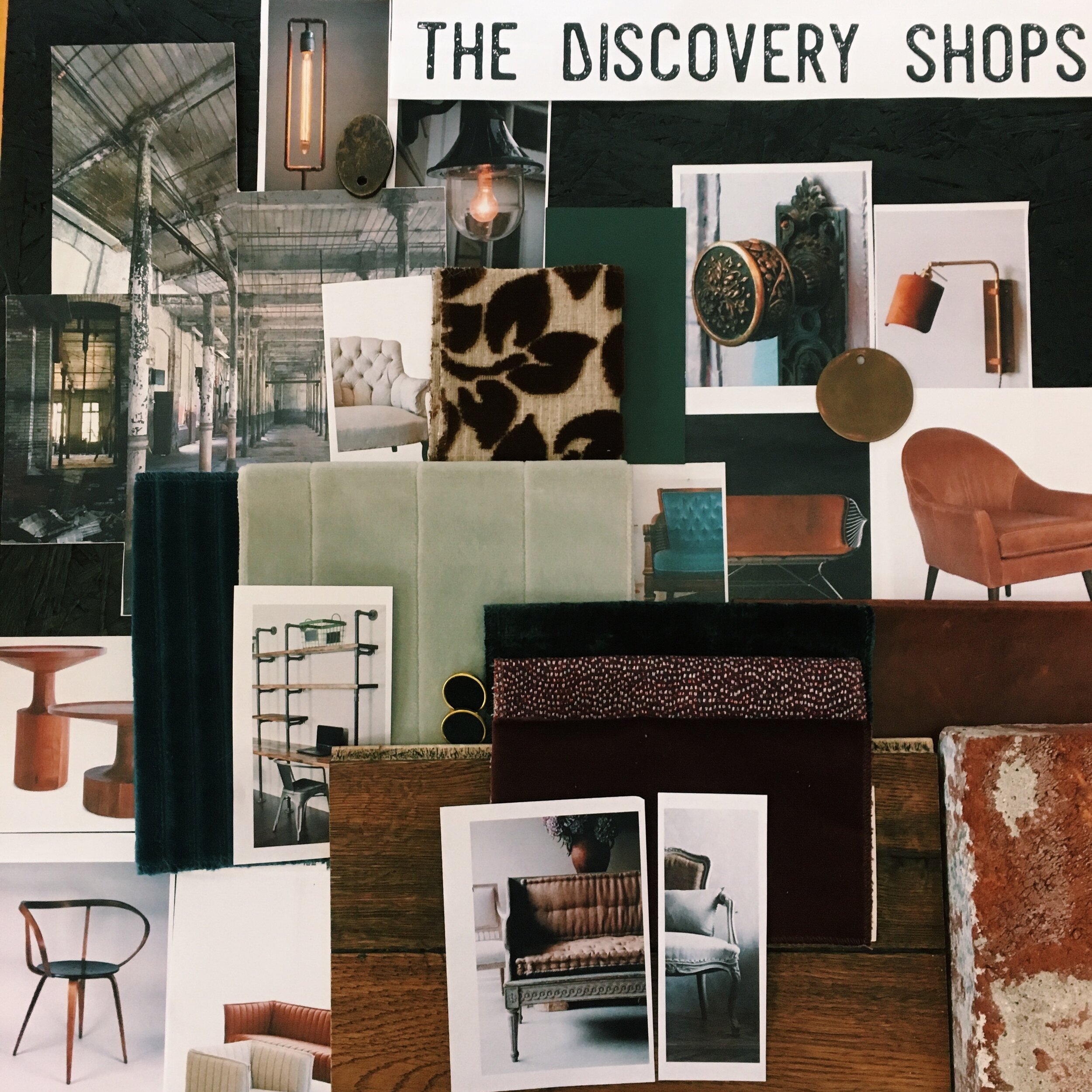 Material and Furniture Palette for Concept Retail/Hospitality Space