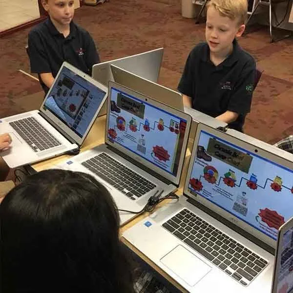 Montessori students participating in the signature STEM program in Allen, TX