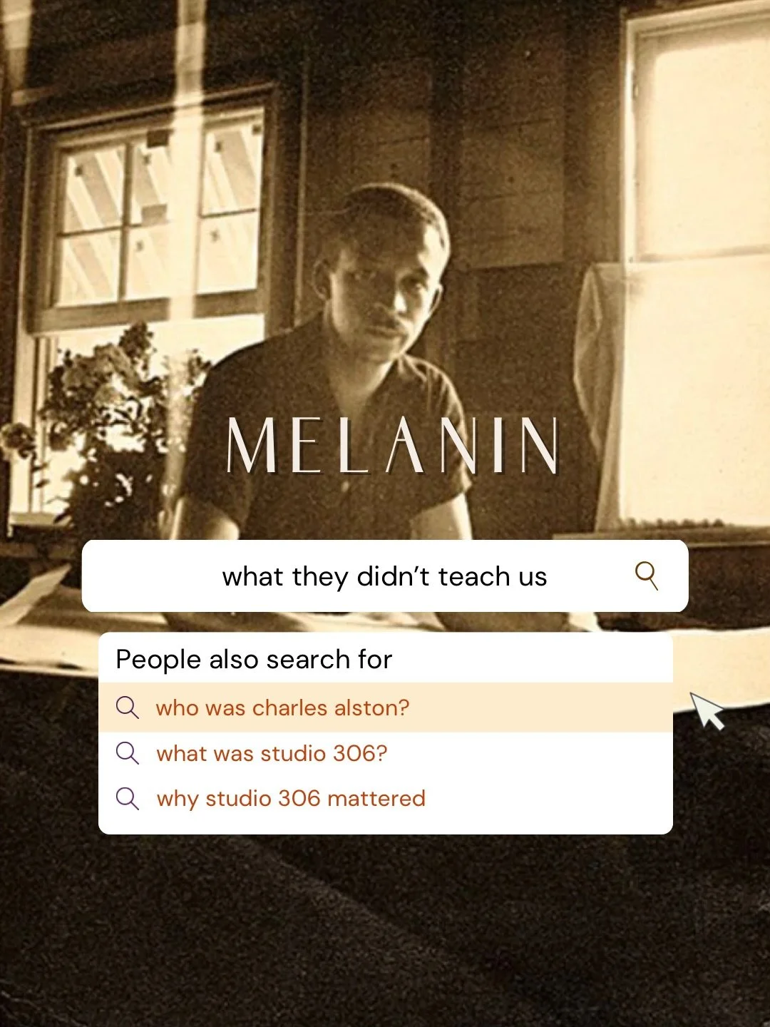 📓 This is &lsquo;What They Didn&rsquo;t Teach Us&rsquo; &mdash; a series honoring Black creatives and spaces left out of the classroom.⁣
⁣
✍🏾 Charles Alston turned Studio 306 into a space where Black creatives could make, learn, and build community