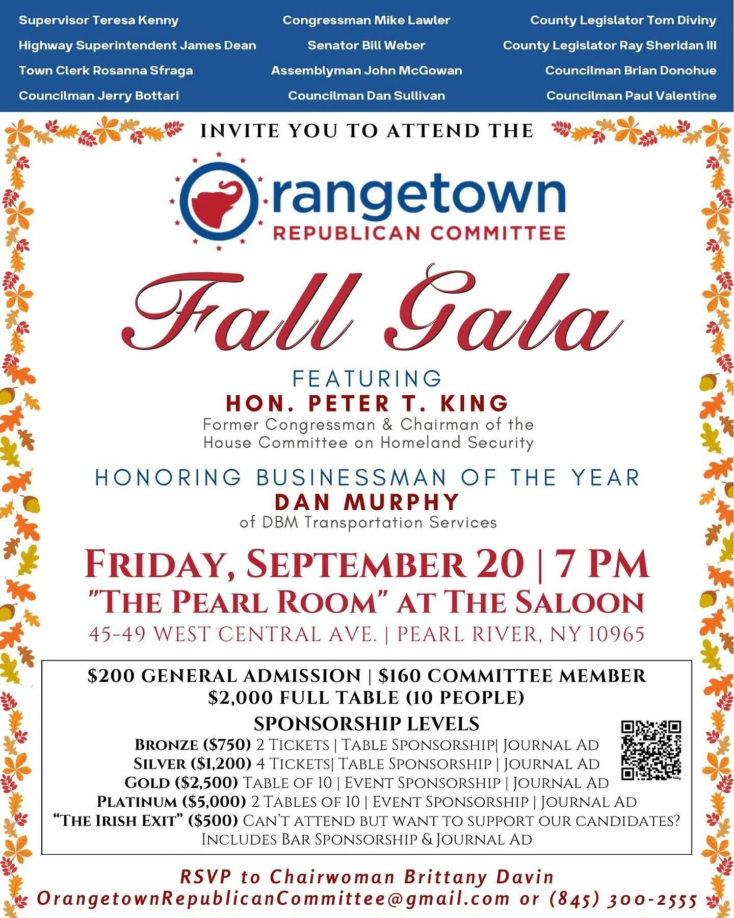 The Orangetown GOP Fall Gala is 2 weeks away. Dan Murphy of DBM Transportation is the guest of honor! Congratulate Danny by taking a journal ad for the event. Tap the QR code on page 2 of the invite to submit your ad now! 🇺🇸