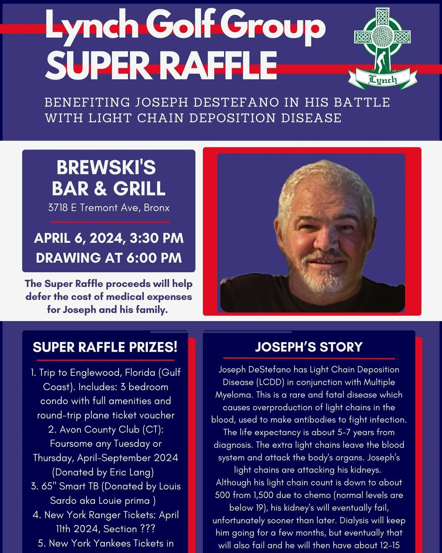 DeStefano Super Raffle this afternoon! Great prizes! Tickets still available. Use Venmo and message me for your ticket number! Help us support Joey!! 💙❤️💙
