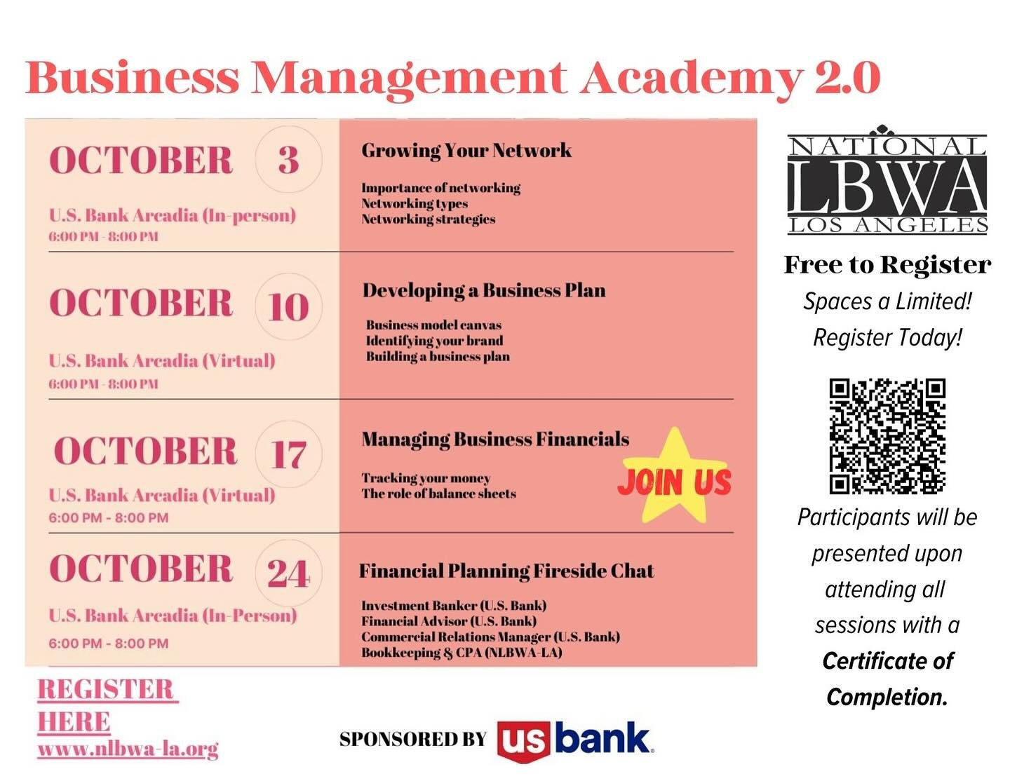 Join us and learn about business finances. The more you know the better prepare you will be!!!!