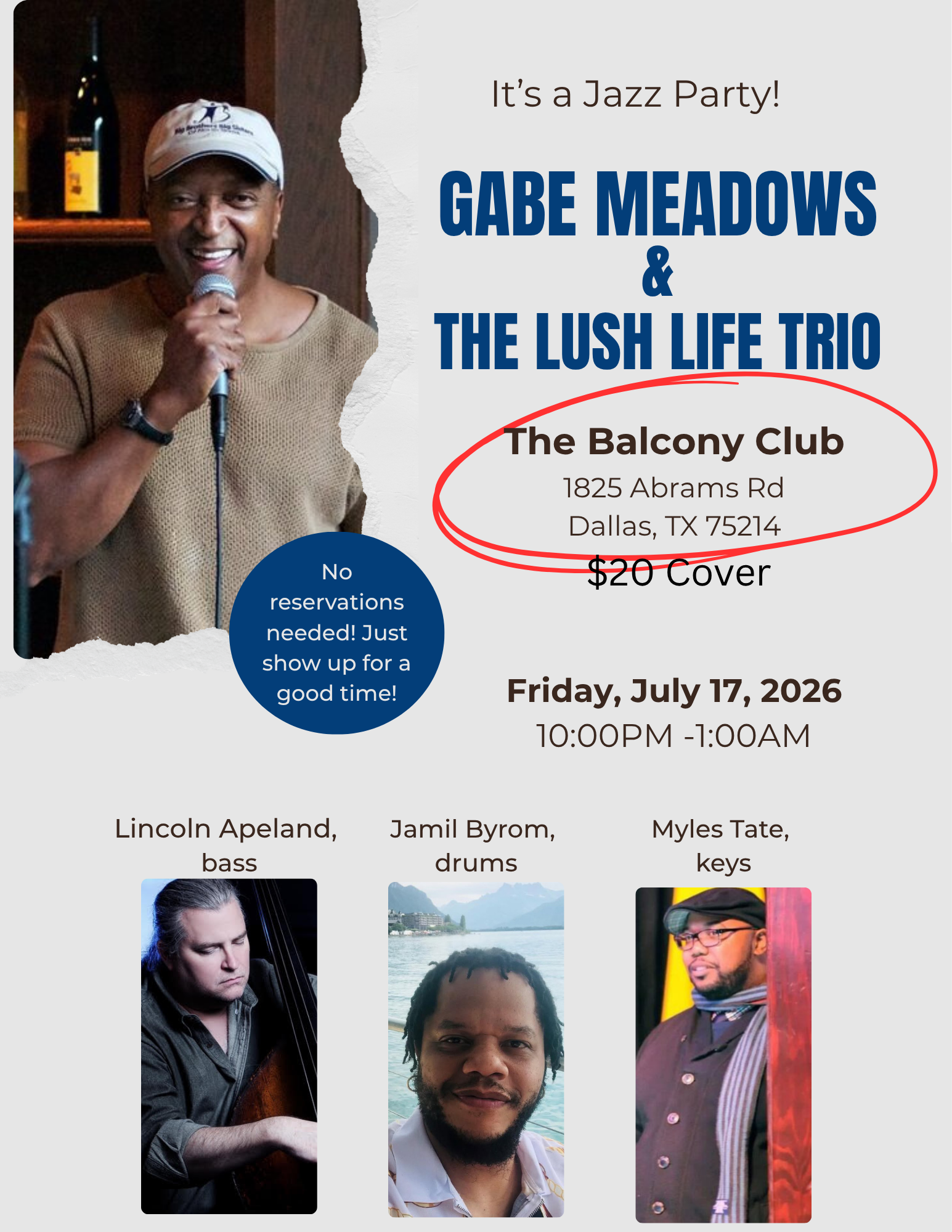 Gabe and The LLT at The Balcony Club
