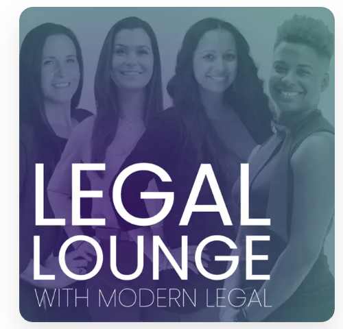 Group of four women standing next to the text 'Legal Lounge with Modern Legal.'