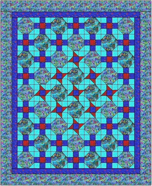 Magical Evening Ocean and Seahorses Twin Quilt 1.JPG