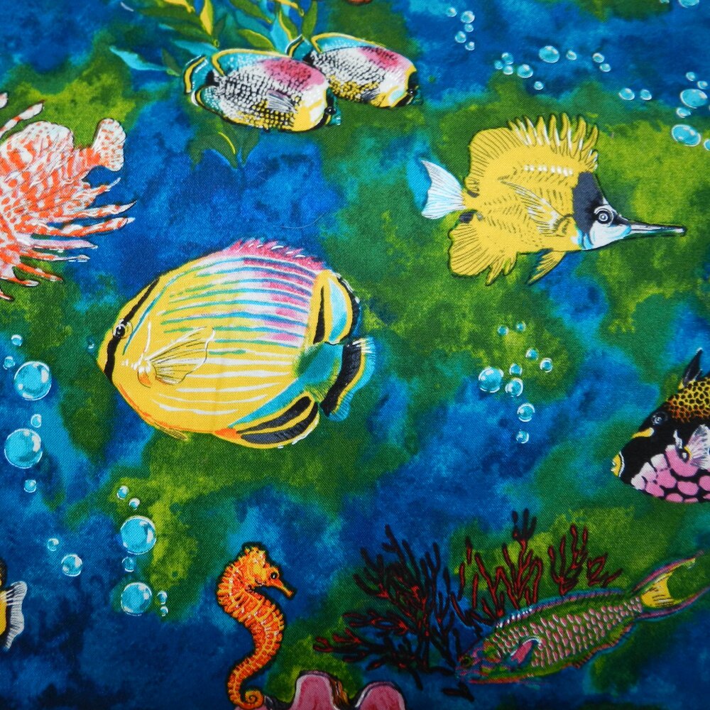Ocean Reef Fish Multi Blue by Robert Kaufman — Quilt Patch Unlimited