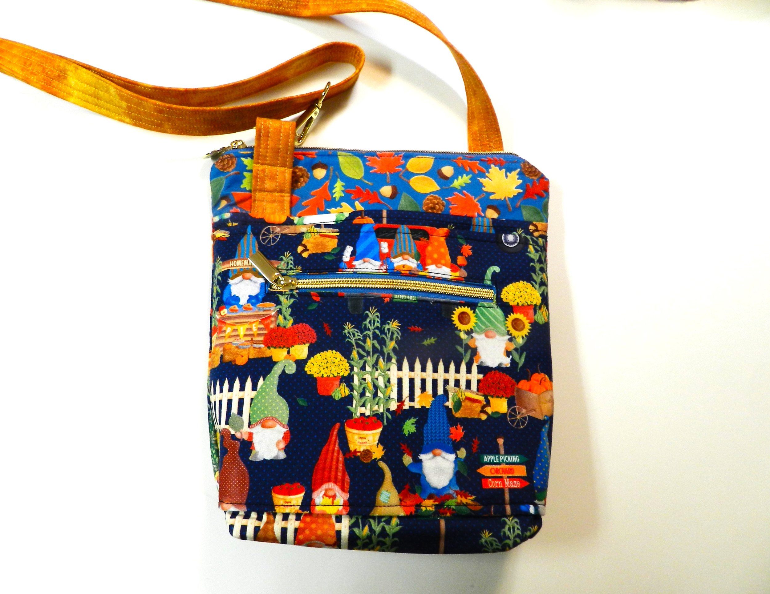 Falling for Gnomes Blue Central Park Crossbody Bag