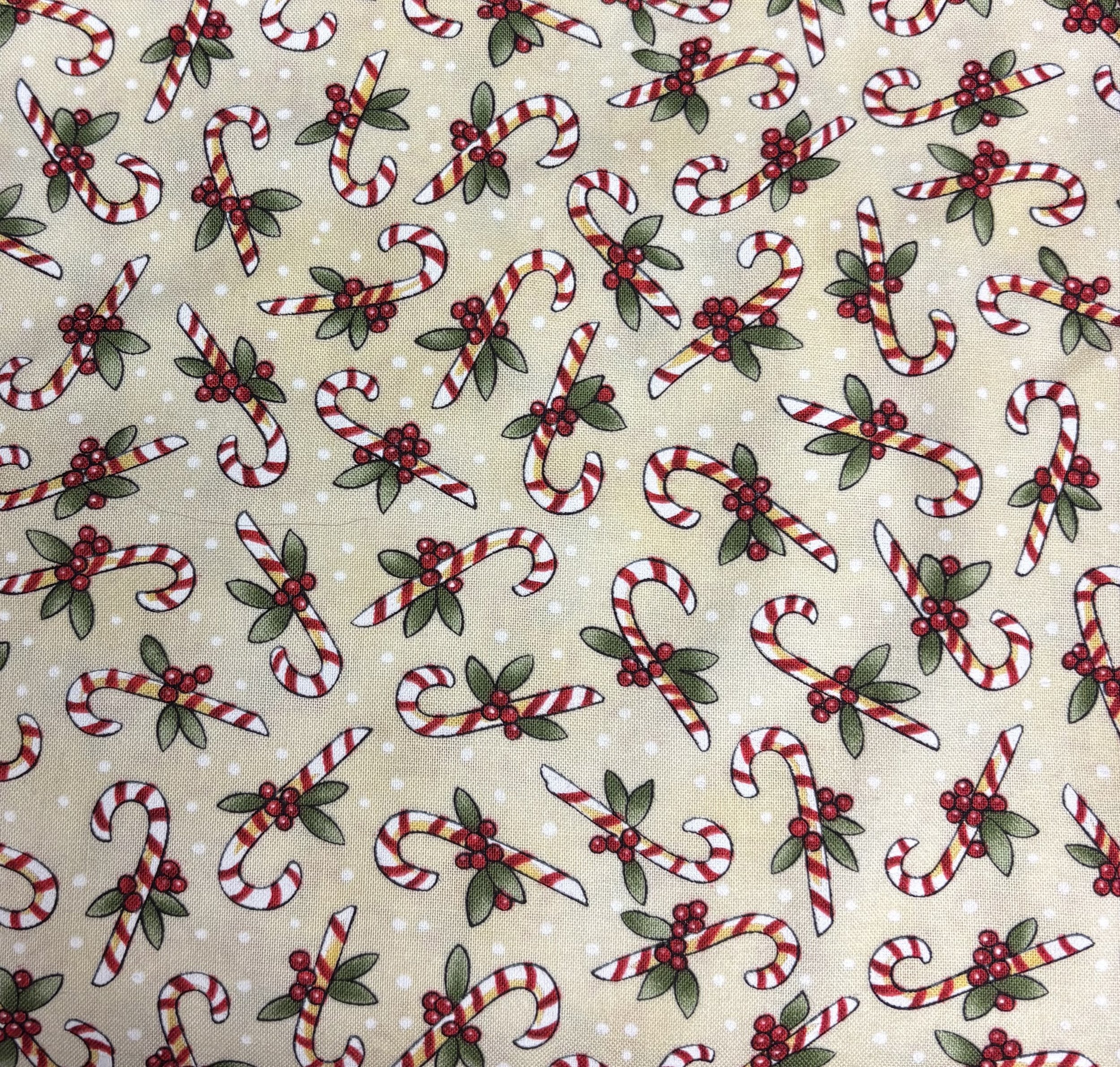 Dear Santa Candy Canes Ivory by Clothworks