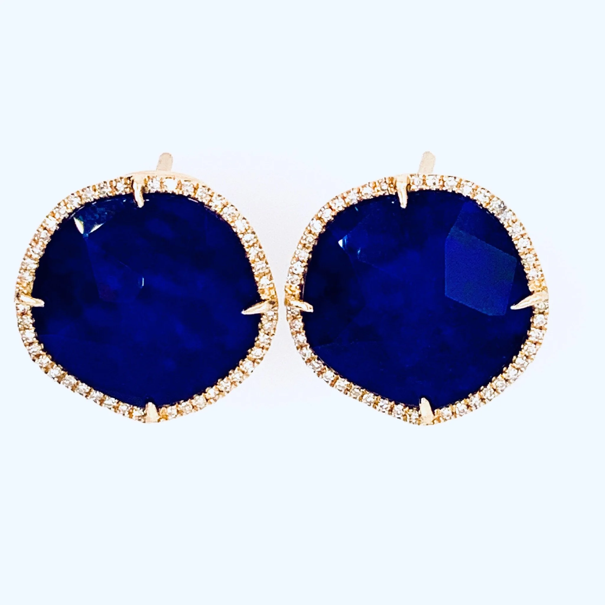 Lapis lazuli and Diamonds Studs