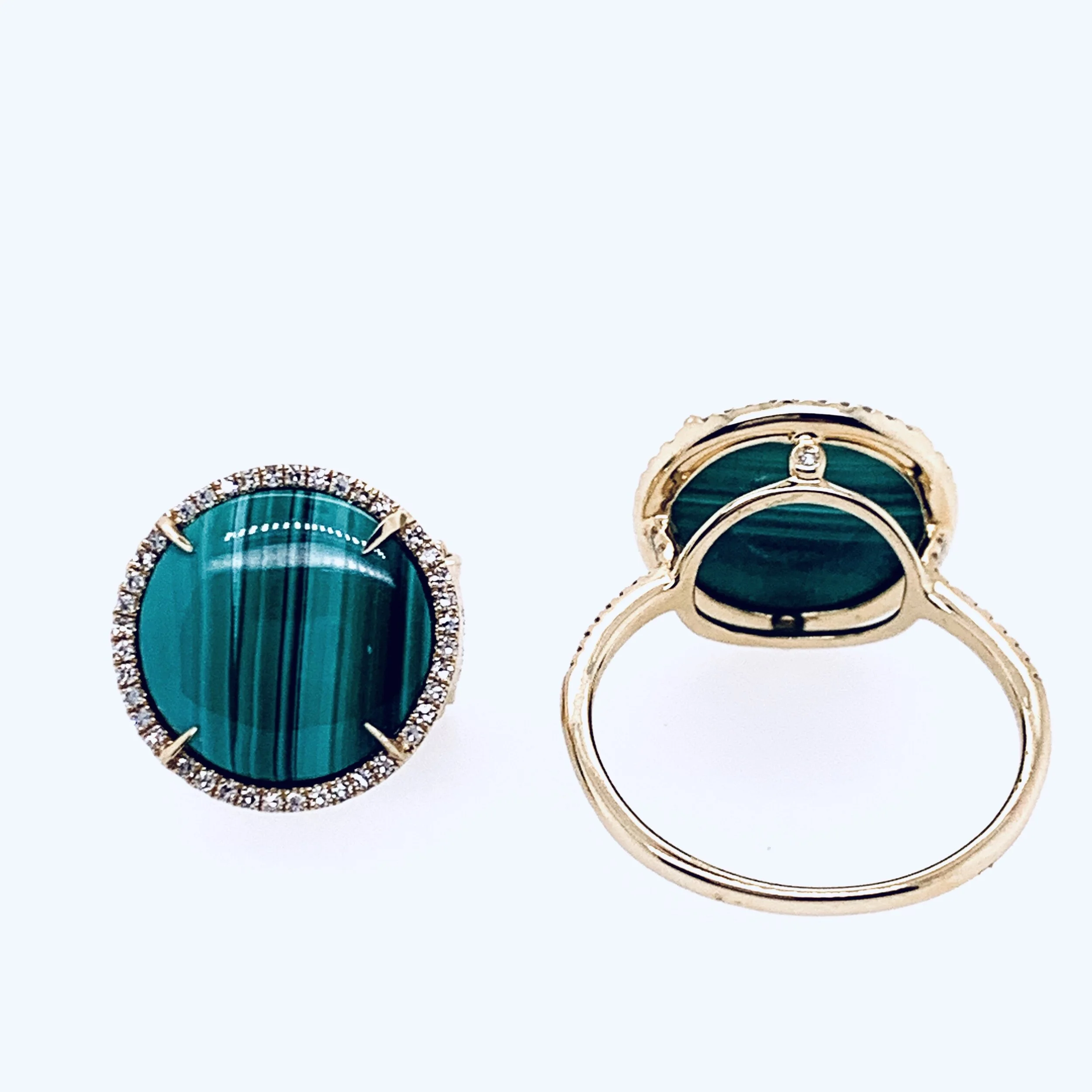 Malaquita and Diamonds Ring