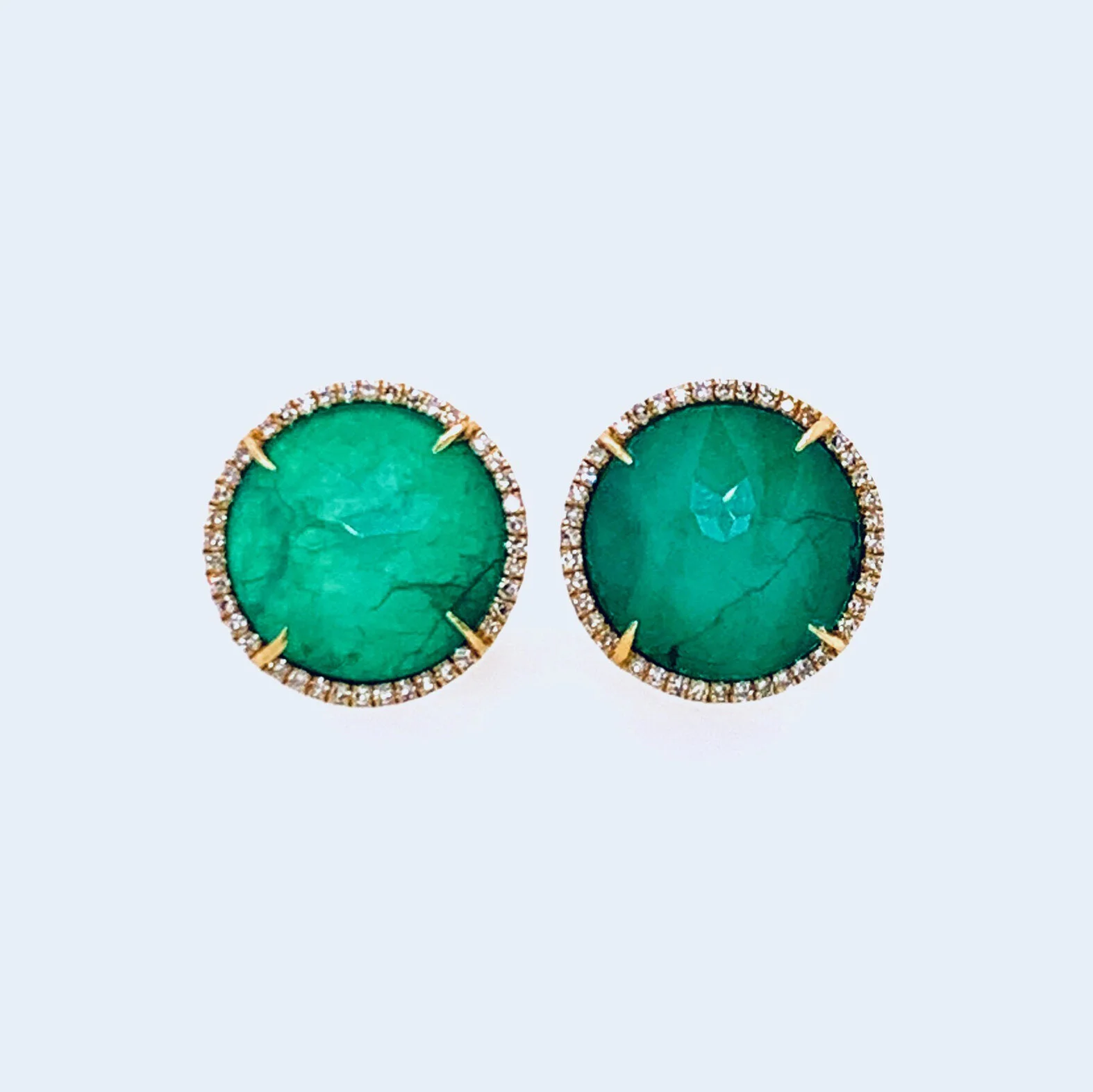 Emerald and Diamonds Studs