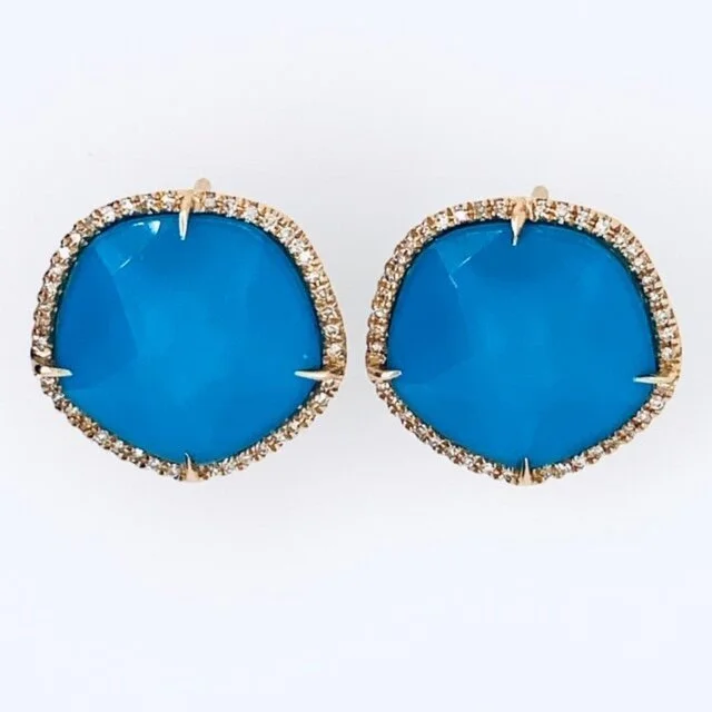 Turquoise and Diamonds Studs