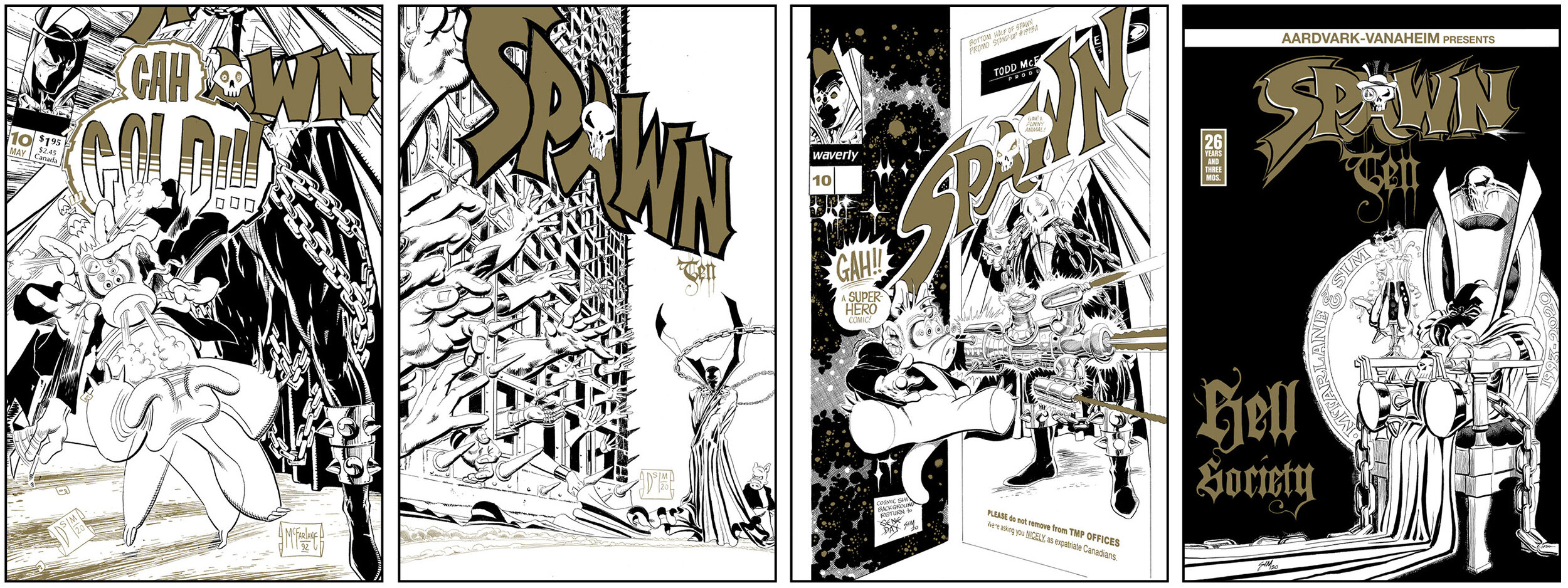 All four Standard GOLD covers. Every book is limited to 350 individually numbered copies.