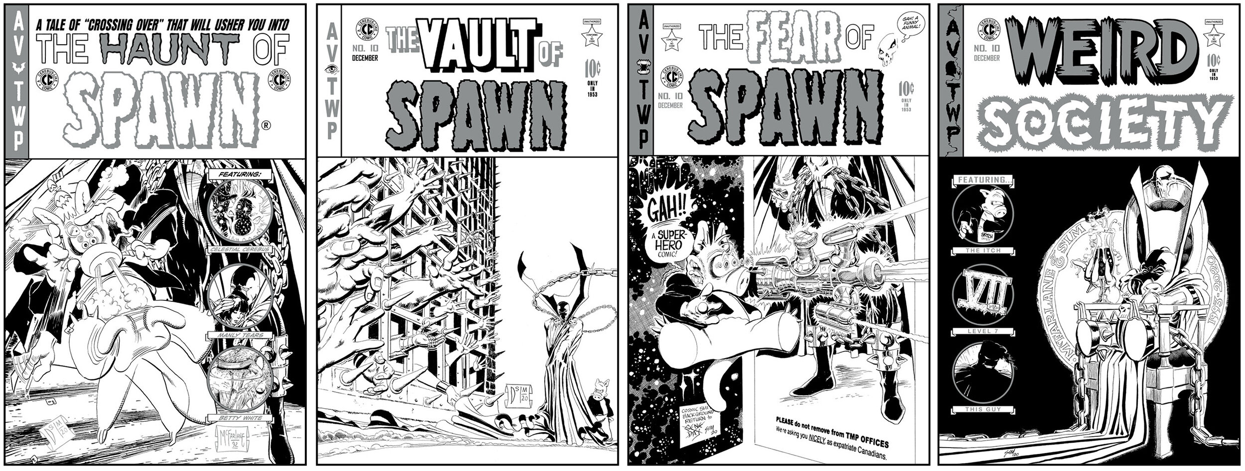 All four Classic PLATINUM covers. Every book is limited to 300 individually numbered copies, each hand signed by Dave Sim.